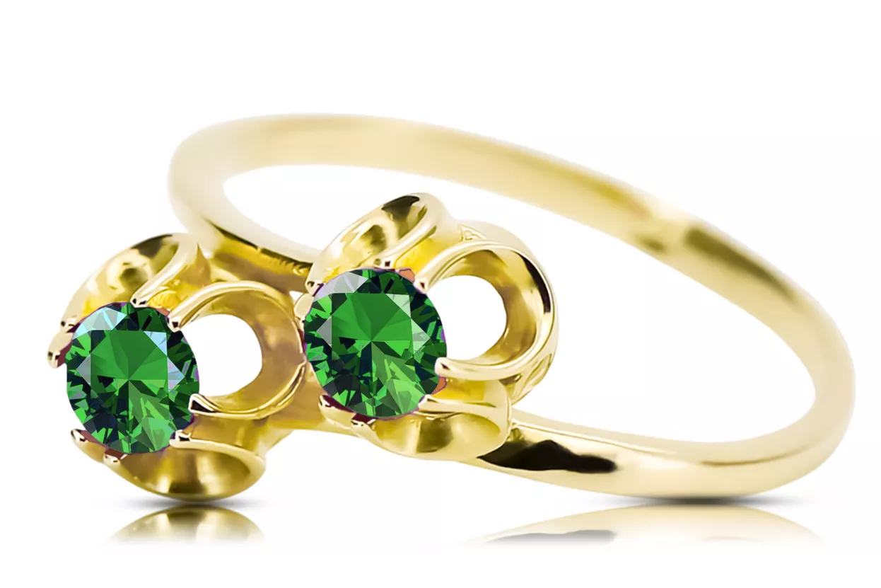 Каблучка Вінтаж стиль Смарагд 14K Жовте золото vrc266y